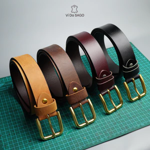 Thắt lưng nam da bò nguyên miếng bản 35mm khóa đồng đúc nguyên khối cao cấp _ Ví da SAGO