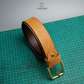 Thắt lưng nam da bò nguyên miếng bản 35mm khóa đồng đúc nguyên khối cao cấp _ Ví da SAGO