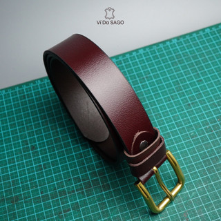 Thắt lưng nam da bò nguyên miếng bản 35mm khóa đồng đúc nguyên khối cao cấp _ Ví da SAGO