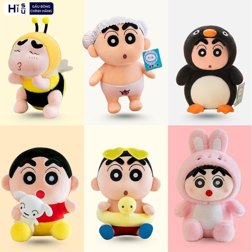 Gấu Bông Shin Cậu Bé Bút Chì Nhiều Mẫu Cosplay Đáng Yêu, Thú Bông Shin Chan Lông Mềm Mại Quà Tặng Cho Bé