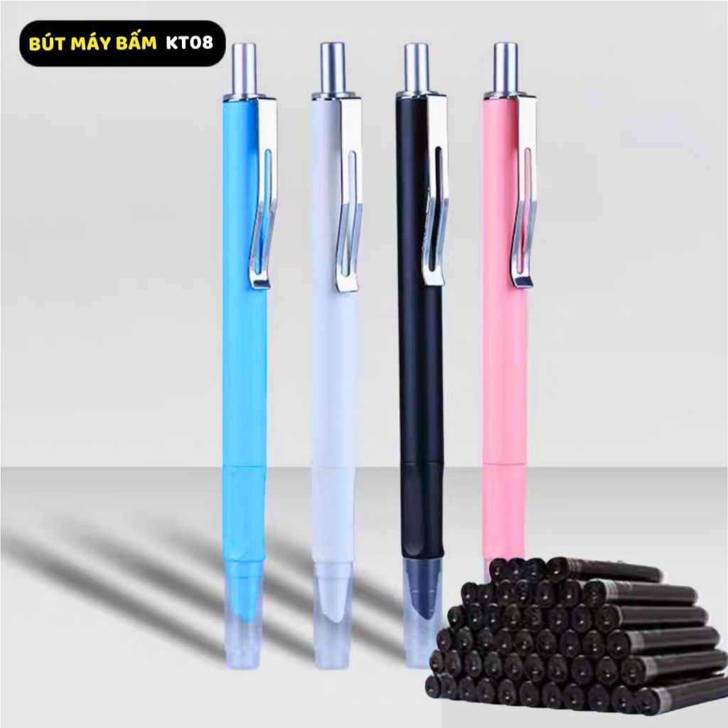 Bút Máy Bấm Kim Tinh  KT08 - 01 "Mới, Nét chữ 0.38mm, Viết Êm Trơn, Thân Nhẹ, Có Định Vị Tay Cầm, Dùng Được Mực Bơm Và Ố