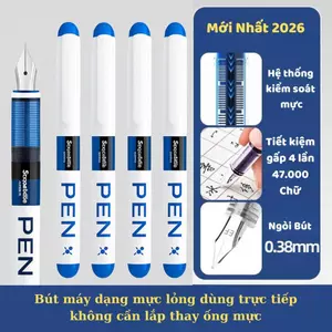 Bút Máy #F34 không thay mực, không lem bẩn, cho HS Tiểu Học Ngòi EF 0.38 Thân Bút Nhẹ Dung Tích Lớn