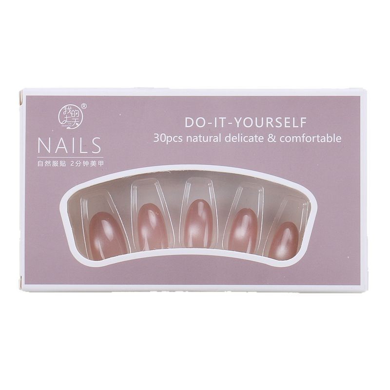 Móng tay giả, nail box 24 móng dáng dài sơn ombre hồng gắn charm nơ trong suốt siêu dễ thương| TẶNG KÈM KEO❤️