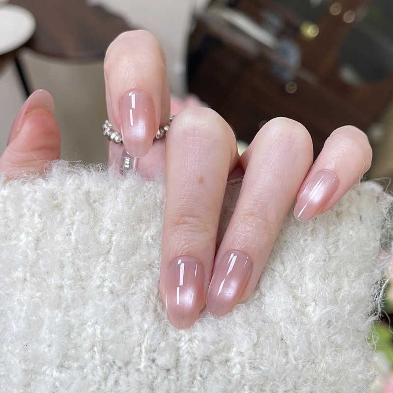Móng tay giả, nail box 24 móng dáng dài sơn ombre hồng gắn charm nơ trong suốt siêu dễ thương| TẶNG KÈM KEO❤️