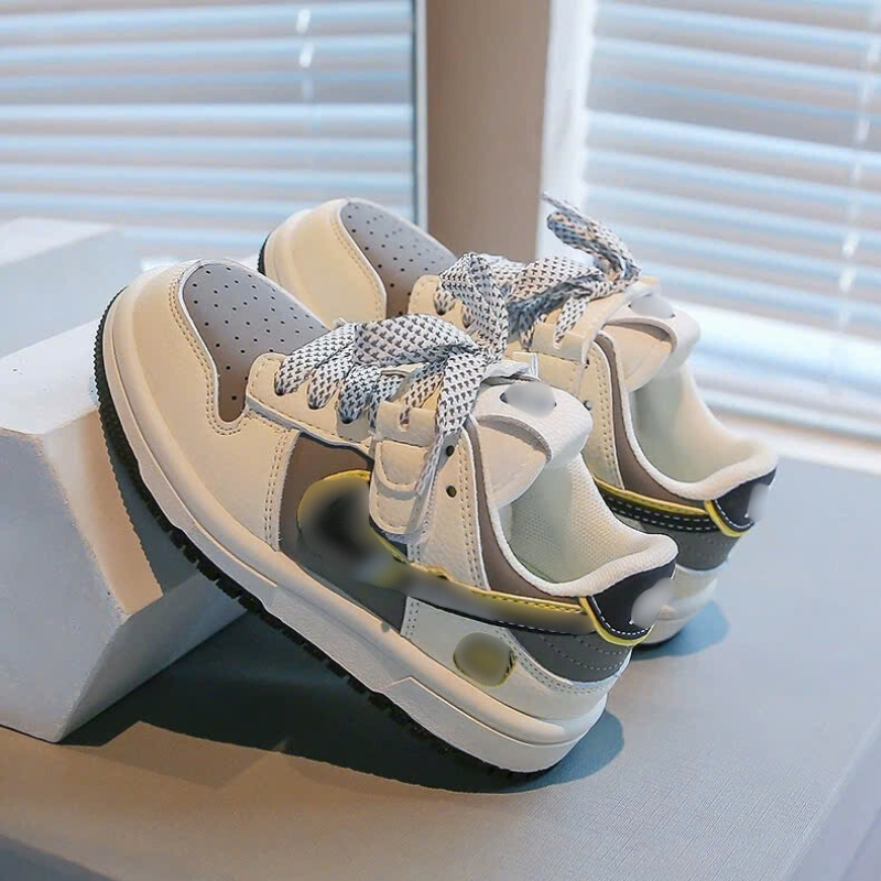 [M150] Giày Sneaker Trẻ Em Phối Màu Gray-Yellow Năng Động - Giày Thể Thao Cho Bé Đi Học, Đi Chơi Cực Êm Chân TH Kids