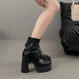 Giày boot nữ da PU tổng hợp dệt vải đế cao su thoải mái quý phái nữ tính nhẹ chân