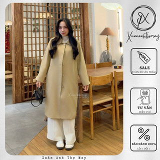 Áo mangto kaki cổ bẻ form rộng dáng dài - Xuananhthomay