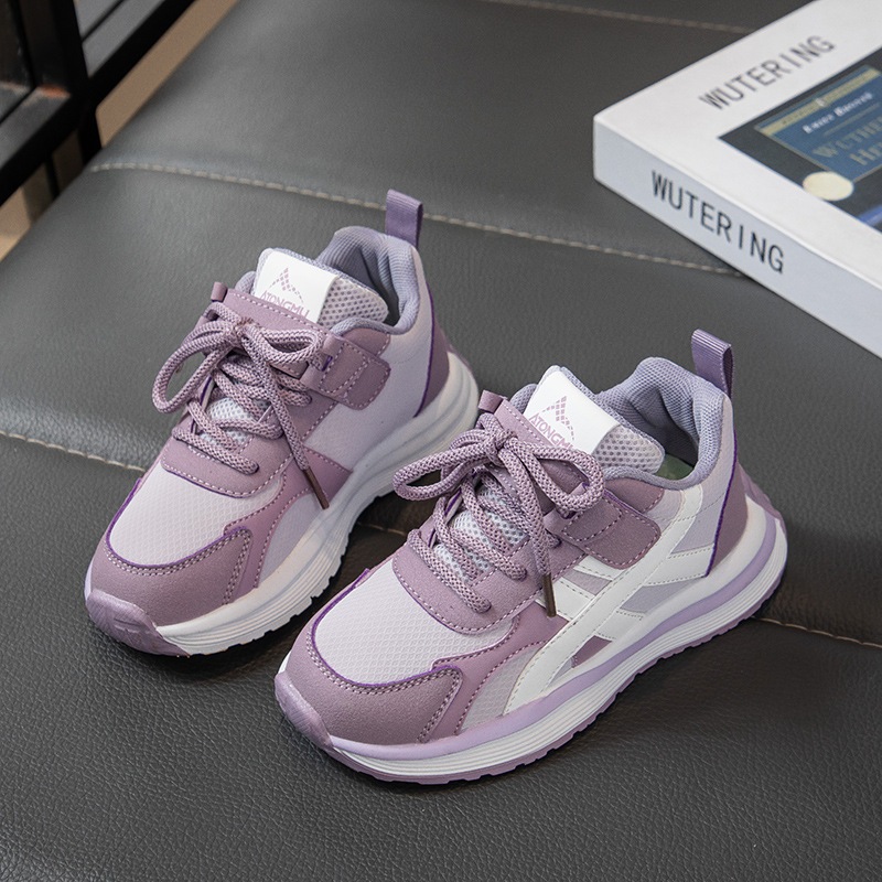 [M148] Giày Thể Thao Bé Gái Màu Tím, Sneaker Trẻ Em Êm Nhẹ, Đế Cao Su Chống Trơn Trượt TH Kids