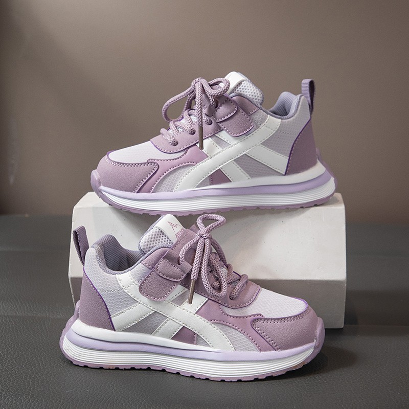 [M148] Giày Thể Thao Bé Gái Màu Tím, Sneaker Trẻ Em Êm Nhẹ, Đế Cao Su Chống Trơn Trượt TH Kids