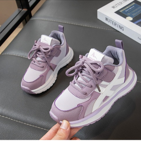 [M148] Giày Thể Thao Bé Gái Màu Tím, Sneaker Trẻ Em Êm Nhẹ, Đế Cao Su Chống Trơn Trượt TH Kids