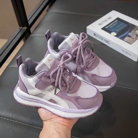 [M148] Giày Thể Thao Bé Gái Màu Tím, Sneaker Trẻ Em Êm Nhẹ, Đế Cao Su Chống Trơn Trượt TH Kids