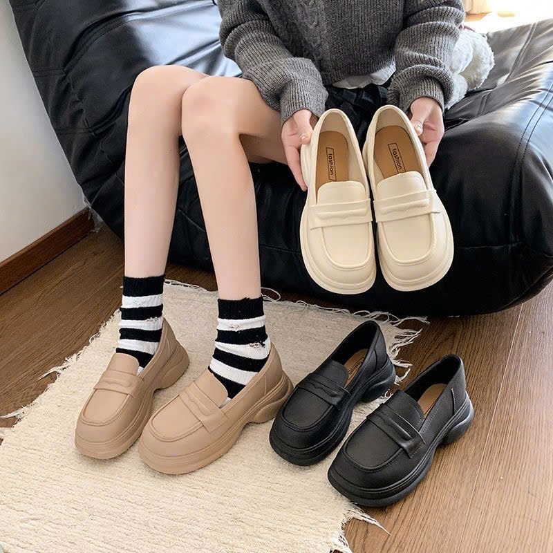 Giày Lười Mũi Tròn Trơn,Chống Thấm Nước,Thời Trang Basic