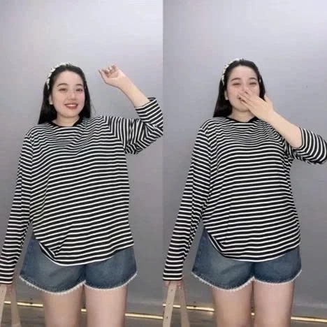Áo Thun Kẻ Vằn Ngang From Rộng unisex Nam Nữ 2 Màu Đen Trắng Chất Liệu Thun Cotton Co Dãn Siêu Đẹp