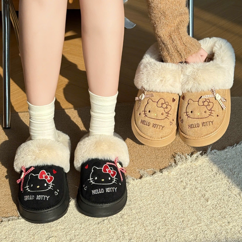 Dép Sục Bông Thêu Chữ Hellokitty Mèo Dễ Thương,Hàng qccc
