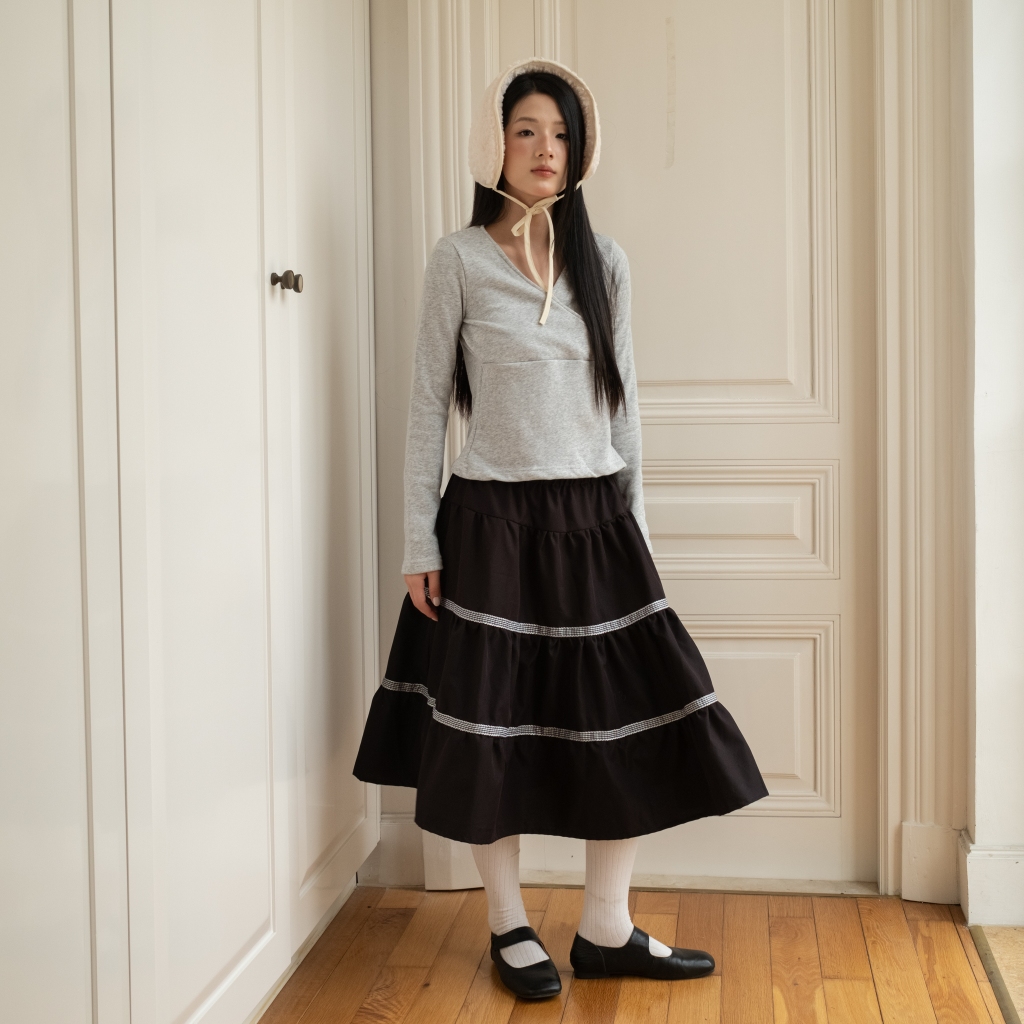 Áo nỉ nữ cổ V SONNA HI - cotton nỉ da cá lót bông 100% cao cấp - BALLET V TOP