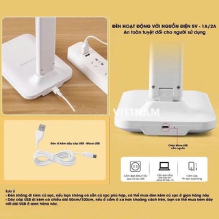 Đèn học để bàn, đèn học cảm ứng tích điện, đèn đọc sách và làm việc có 3 màu ánh sáng bảo vệ mắt
