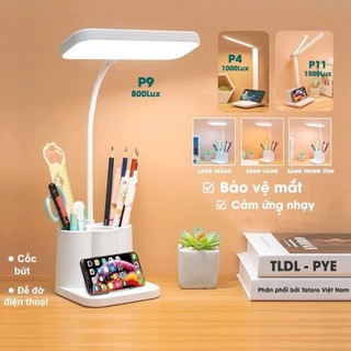 Đèn học để bàn, đèn học cảm ứng tích điện, đèn đọc sách và làm việc có 3 màu ánh sáng bảo vệ mắt