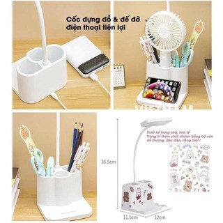 Đèn học để bàn, đèn học cảm ứng tích điện, đèn đọc sách và làm việc có 3 màu ánh sáng bảo vệ mắt