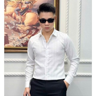 Áo sơ mi nam LUXURY Cao cấp dài kẻ sọc dài tay chất vải đũi