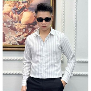 Áo sơ mi nam LUXURY Cao cấp dài kẻ sọc dài tay chất vải đũi