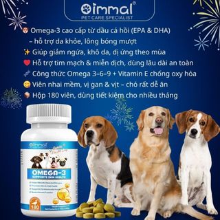 Oimmal Omega-3 EPA DHA + Vitamin E Cho Chó - DẠNG THỨC ĂN | Da Khỏe – Lông Bóng – Giảm Ngứa