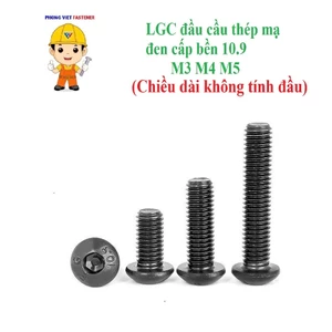 50 cái M3 M4 M5 Bulong lục giác chìm đầu cầu M3 M4 M5 thép mạ đen cấp bền 10.9