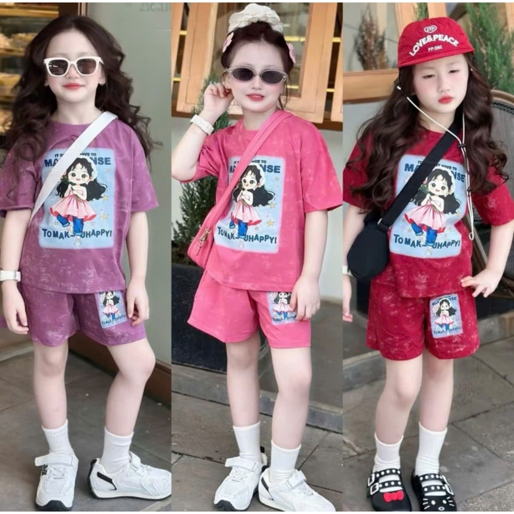 [ DEAL MỞ BÁN ] SÉT BỘ LOANG IN HÌNH CÔ GÁI CHẤT LIỆU COTTON MỀM MỊN THOÁNG MÁT sz 10-37kg