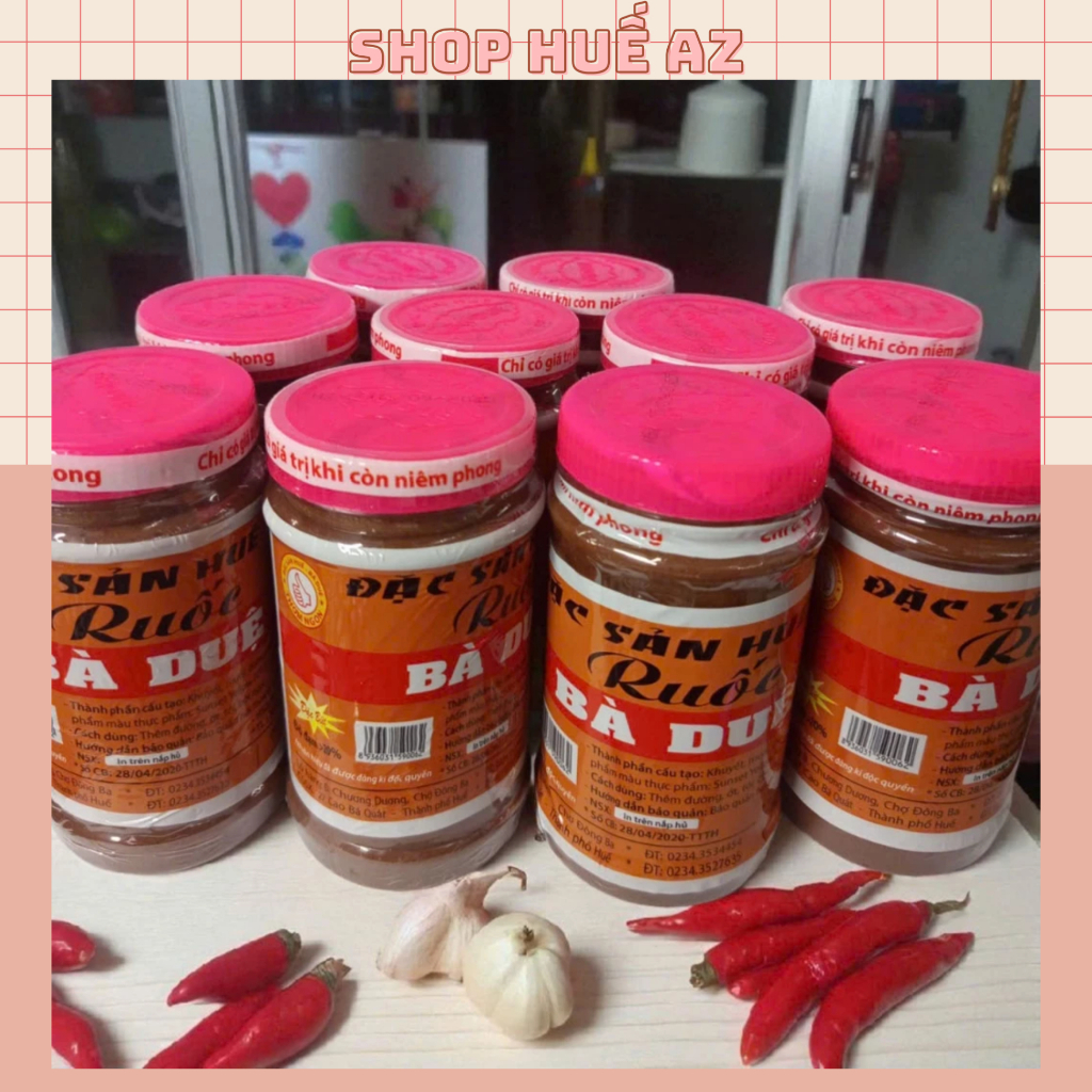 COMBO 10 Hũ Mắm Ruốc Huế Bà Duệ (NẮP HỒNG) Chuẩn Vị Bún Bò - Món Mắm Đặc Trưng Xứ Huế Hũ 380G