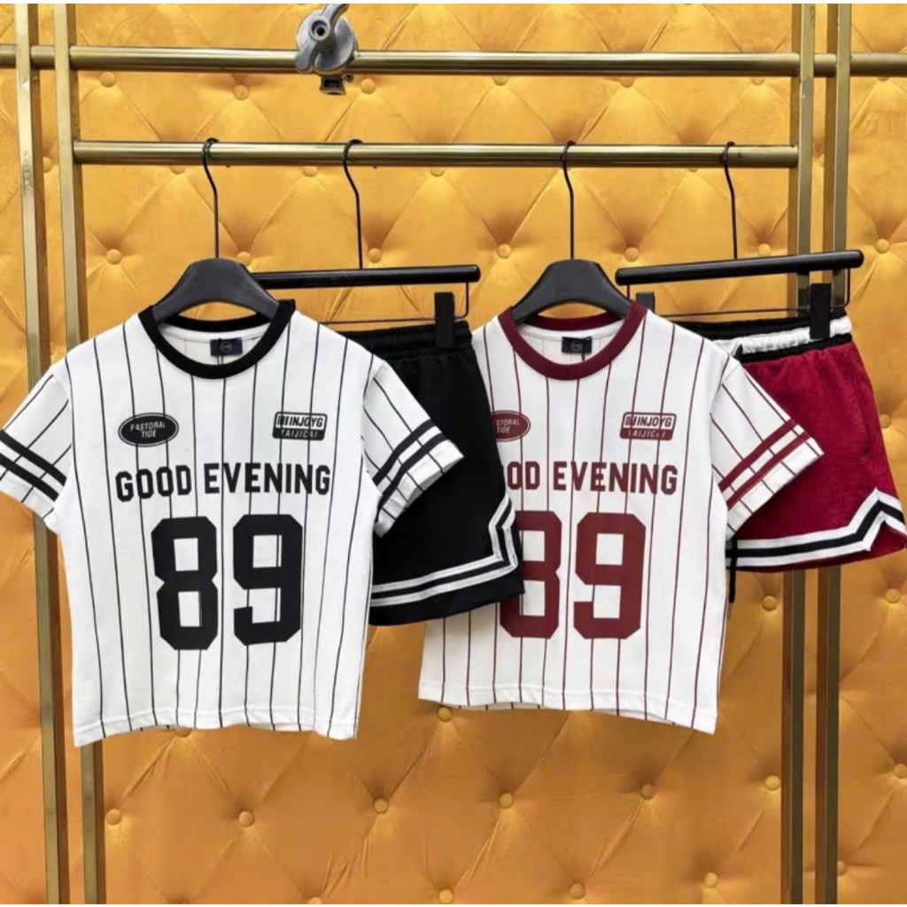 BỘ QUẦN ÁO KẺ SỐ 89 KÈM QUẦN SỌC VIỀN CHO BÉ TRAI , CHẤT LIỆU COTTON MỀM MỊN THOÁNG MÁT sz 10-44kg