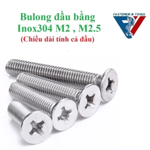 50 cái M2,M2.5 vít pake đầu bằng thân bulong inox304