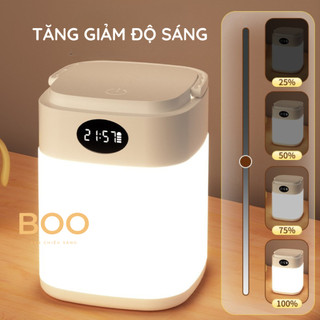 Đèn ngủ để bàn cảm ứng tích điện 3 màu ánh sáng, đèn led ngủ cho trẻ sơ sinh tích hợp đồng hồ và tăng giảm độ sáng