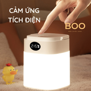 Đèn ngủ để bàn cảm ứng tích điện 3 màu ánh sáng, đèn led ngủ cho trẻ sơ sinh tích hợp đồng hồ và tăng giảm độ sáng