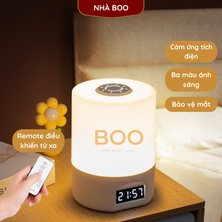 Đèn ngủ để bàn cảm ứng tích điện 3 màu ánh sáng, đèn led ngủ cho trẻ sơ sinh tích hợp đồng hồ và tăng giảm độ sáng