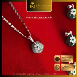 D09 - Dây chuyền Nhất Chi Mai Lam ngọc - Mặt dây thiết kế hoa mai [ Bảo Khánh Trang Sức]