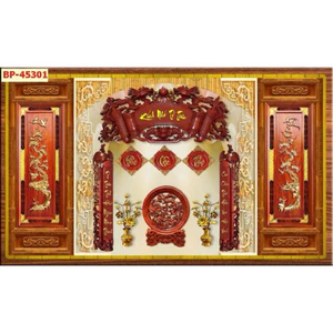 Tranh Dan Tường In Trên Vải Lụa, Decal Phòng Thờ In Kích Thước Mẫu Mã Theo Yêu Cầu