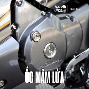 Bộ ốc mâm lửa Inox 304 CNC nguyên khối cho xe Wave, Dream, Future, Ex, Sirius,...