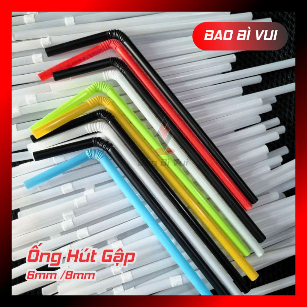 [Combo 5 bịch] Ống hút cong gập 6mm - BAO BÌ VUI