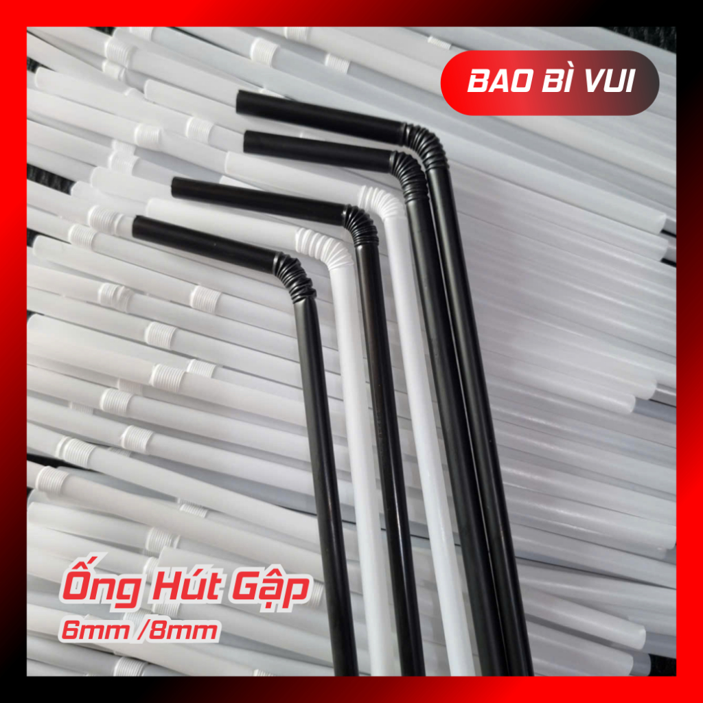 [Combo 5 bịch] Ống hút cong gập 6mm - BAO BÌ VUI