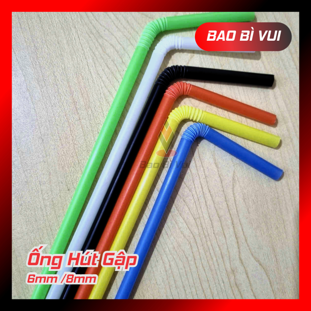 [Combo 5 bịch] Ống hút cong gập 6mm - BAO BÌ VUI