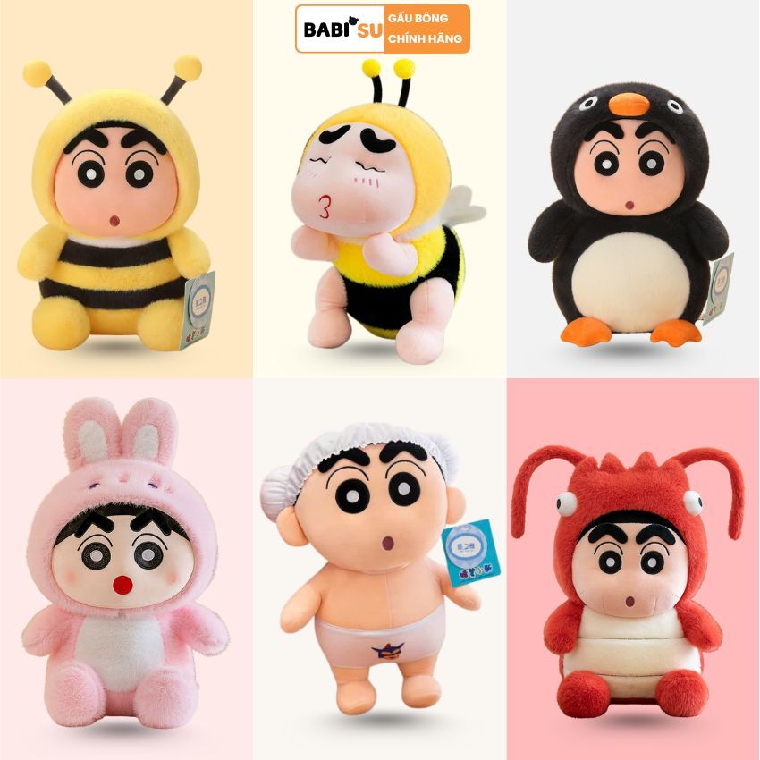 Gấu bông shin chan cosplay +100 mẫu đáng yêu, Cushin cậu bé bút chì gấu bông nhân vật hoạt hình tuổi thơ, Babisu