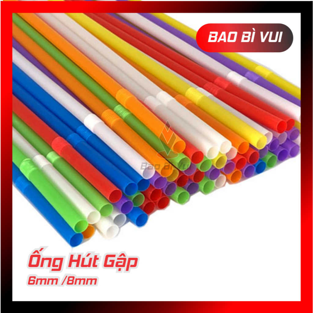 [COmbo 5 bịch] Ống hút cong bẻ 6mm - ống hút nước ngọt - BAO BÌ VUI