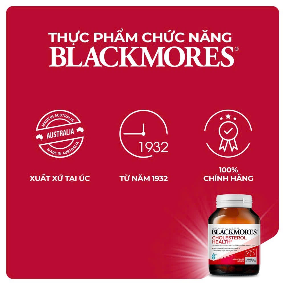 [BLACKMORES] Viên Uống Hỗ Trợ Giảm Cholesterol Ngăn Ngừa Các Triệu Chứng Tim Mạch Blackmores Cholesterol Health Lọ 60 Vi