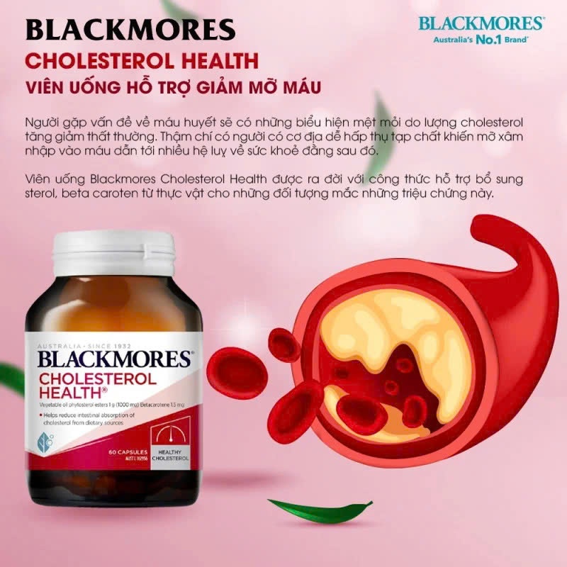 [BLACKMORES] Viên Uống Hỗ Trợ Giảm Cholesterol Ngăn Ngừa Các Triệu Chứng Tim Mạch Blackmores Cholesterol Health Lọ 60 Vi