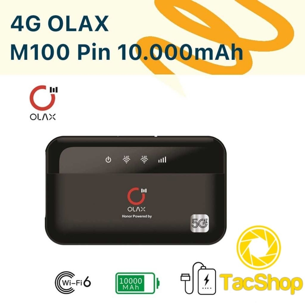 Bộ Phát Wifi 4G OLAX M100 Chuẩn WiFi 6 (2.4G - 5.8G) Kết Hợp Pin Dự ...