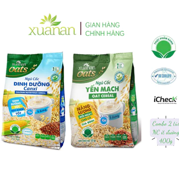 Combo 2 túi: Ngũ Cốc Dinh Dưỡng Canxi + Ngũ Cốc Yến Mạch [ít đường] 400G