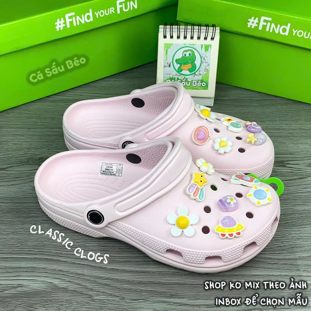 Dép Sục Nhưa Classic Nam Nữ Tổng hợp 2 tặng 12 charm | Shopee Việt Nam