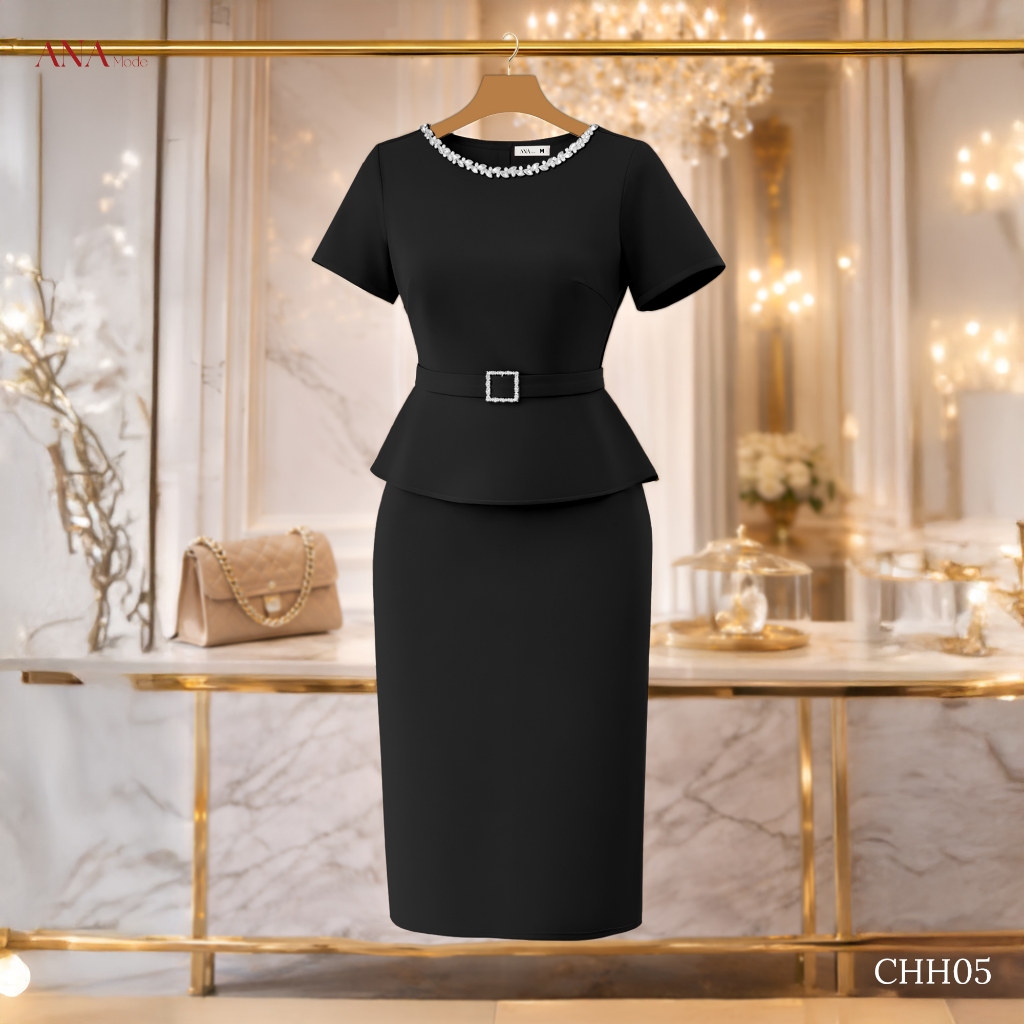 Đầm Bút Chì Kết Cườm Trung Niên ANA Mode Chất Liệu Cotton Lạnh Cao Cấp Đi Tiệc Quà Tặng Mẹ DM25CHH05