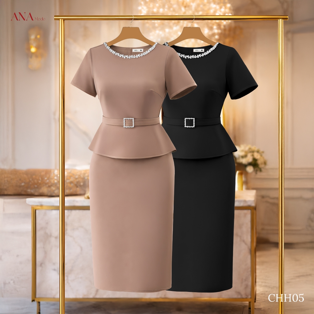 Đầm Bút Chì Kết Cườm Trung Niên ANA Mode Chất Liệu Cotton Lạnh Cao Cấp Đi Tiệc Quà Tặng Mẹ DM25CHH05