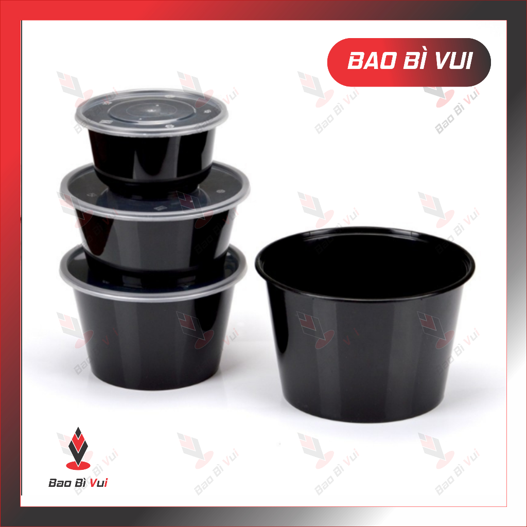 [ COMBO 5 LỐC =50 CÁI ] Thố nhựa tròn 350 ml - 550 ml - 750 ml - 1000 ml - BAO BÌ VUI