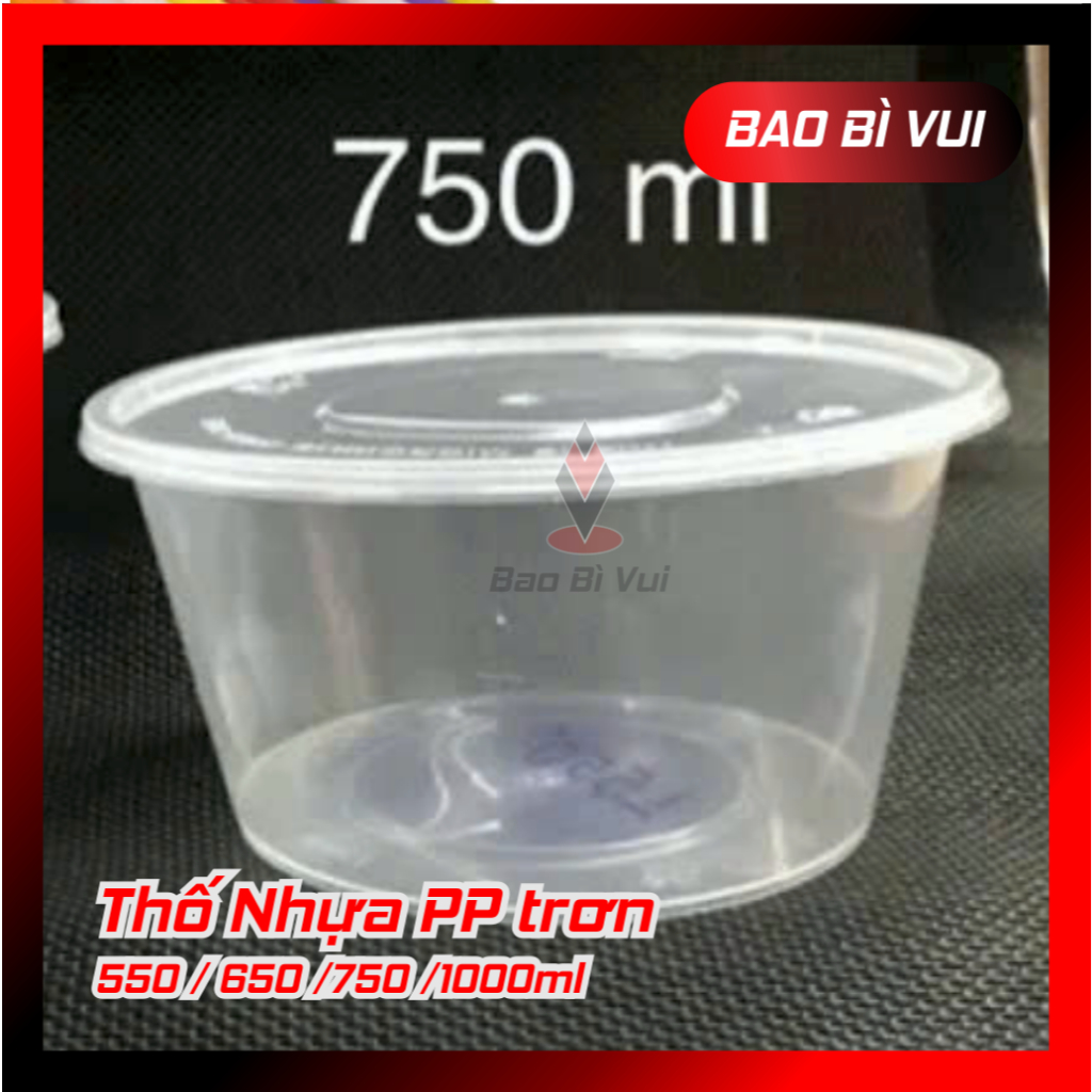 [ COMBO 5 LỐC =50 CÁI ] Thố nhựa tròn 350 ml - 550 ml - 750 ml - 1000 ml - BAO BÌ VUI